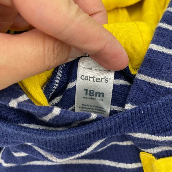 Carters Boy's Grey & Blue Hooded Short Sleeve Romper Size 18M - Picture 3 of 3